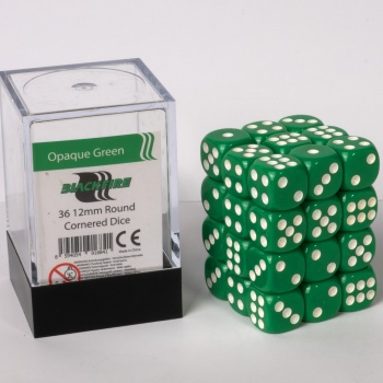 Blackfire Dice Cube – 12mm D6 36 Dice Set – Opaque Green