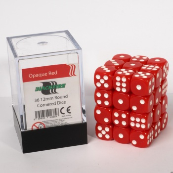 Blackfire Dice Cube – 12mm D6 36 Dice Set – Opaque Red