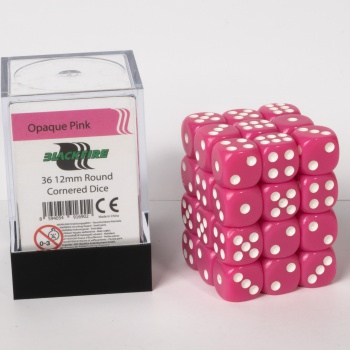 Blackfire Dice Cube – 12mm D6 36 Dice Set – Opaque Pink