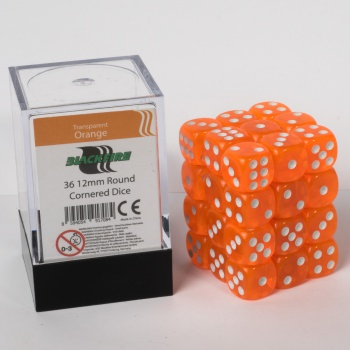 Blackfire Dice Cube – 12mm D6 36 Dice Set – Transparent Orange