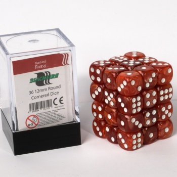 Blackfire Dice Cube – 12mm D6 36 Dice Set – Marbled Rossy