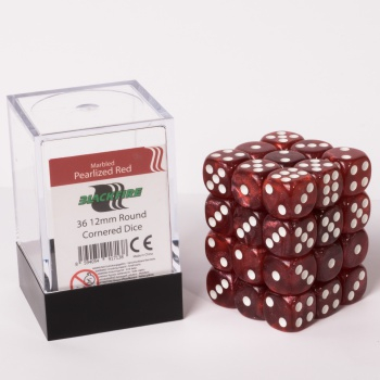 Blackfire Dice Cube – 12mm D6 36 Dice Set – Marbled Pearlized Red
