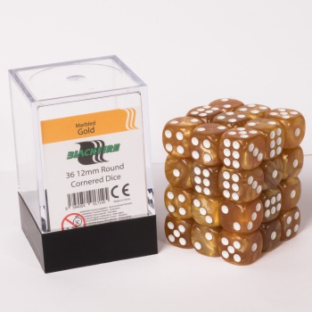 Blackfire Dice Cube – 12mm D6 36 Dice Set – Marbled Gold