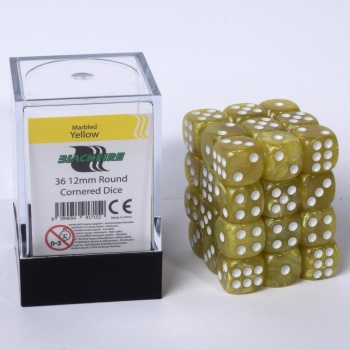 Blackfire Dice Cube – 12mm D6 36 Dice Set – Marbled Yellow