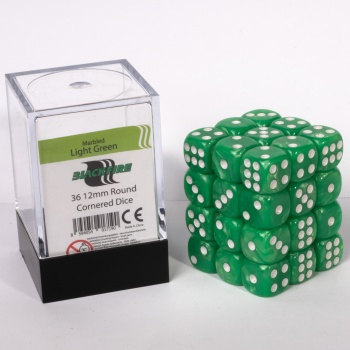 Blackfire Dice Cube – 12mm D6 36 Dice Set – Marbled Light Green