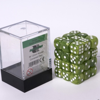 Blackfire Dice Cube – 12mm D6 36 Dice Set – Marbled Grass Green
