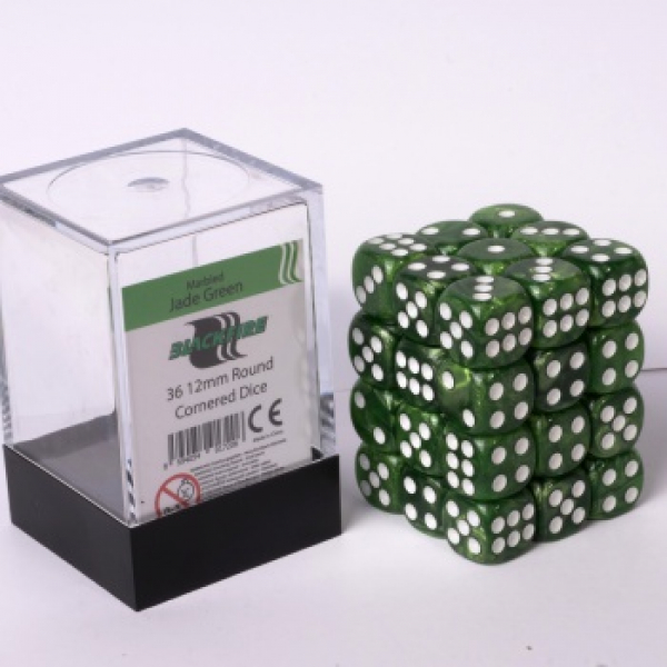 Blackfire Dice Cube – 12mm D6 36 Dice Set – Marbled Jade Green